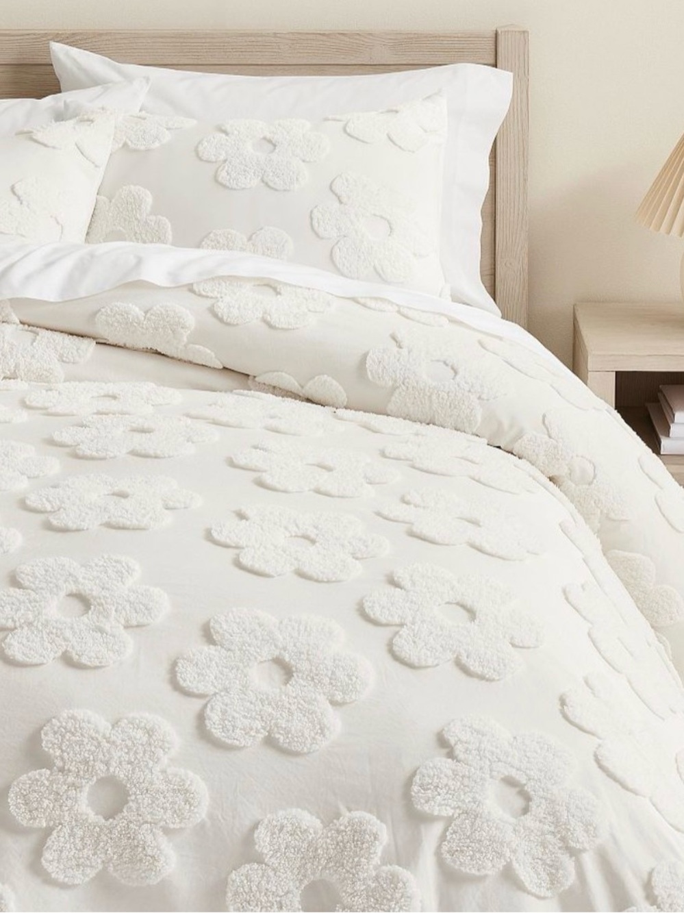 Pottery Barn Teen Daisy Clipped Jacquard Duvet Cover with 2 shams Full/Queen